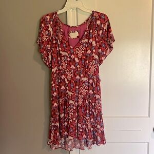 Anthropologie Robin Tiered Mini Dress in Raspberry - Size S